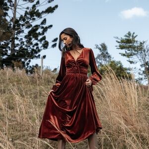 Petal & Pup Rich Velvet Long Sleeve Dress